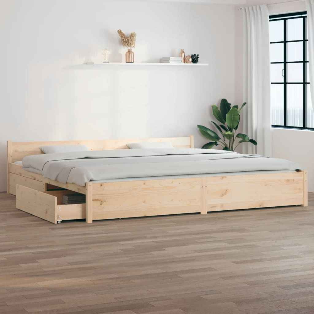vidaXL Estrutura de cama com gavetas 135x190 cm casal